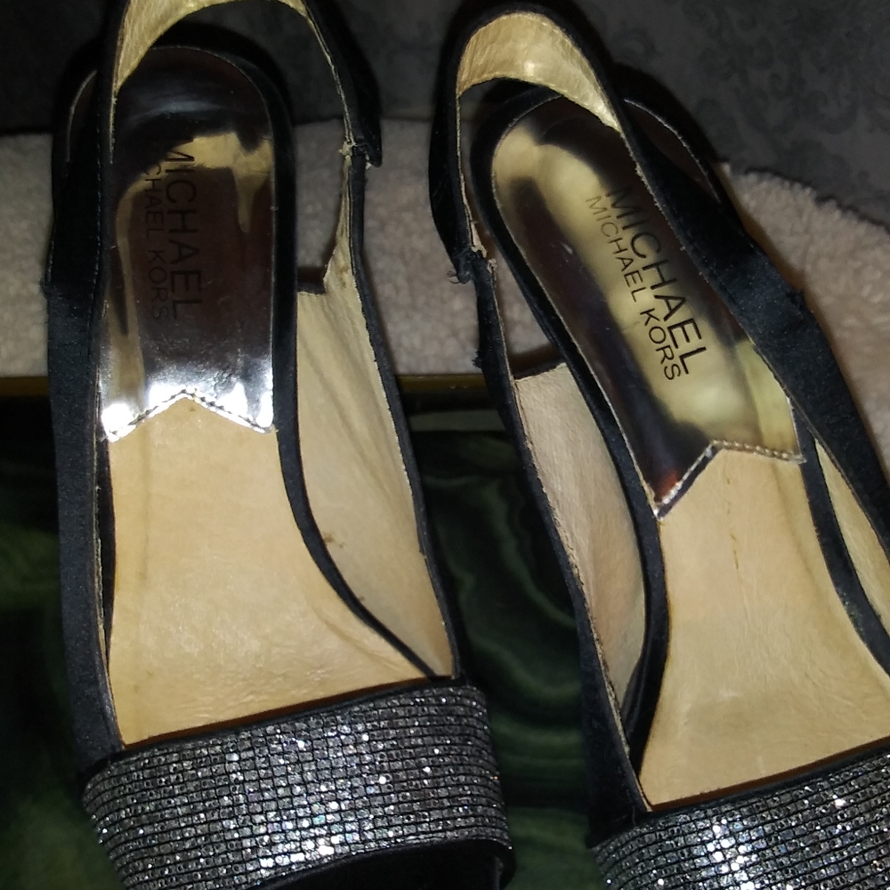 Black sling back pumps